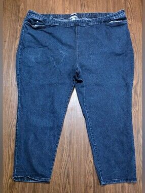Catherines Essential Flat Front Dark Blue Straight Leg Jeans Women's Size 5X